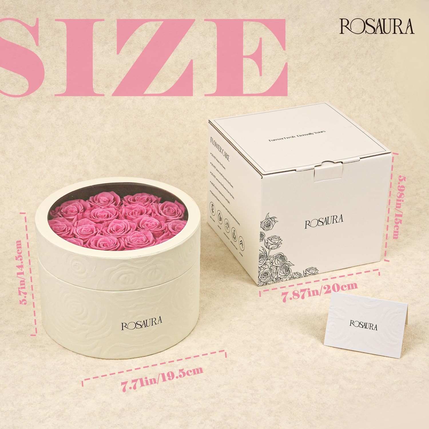 Pink Round Preserved Roses Gift Box 17 Roses Floral Arrangement