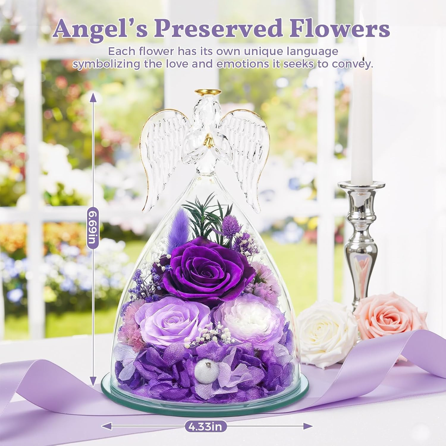 Tranquilbliss Gifts for Mom, Flowers for Mother’S Day, Preserved Rose in Glass D