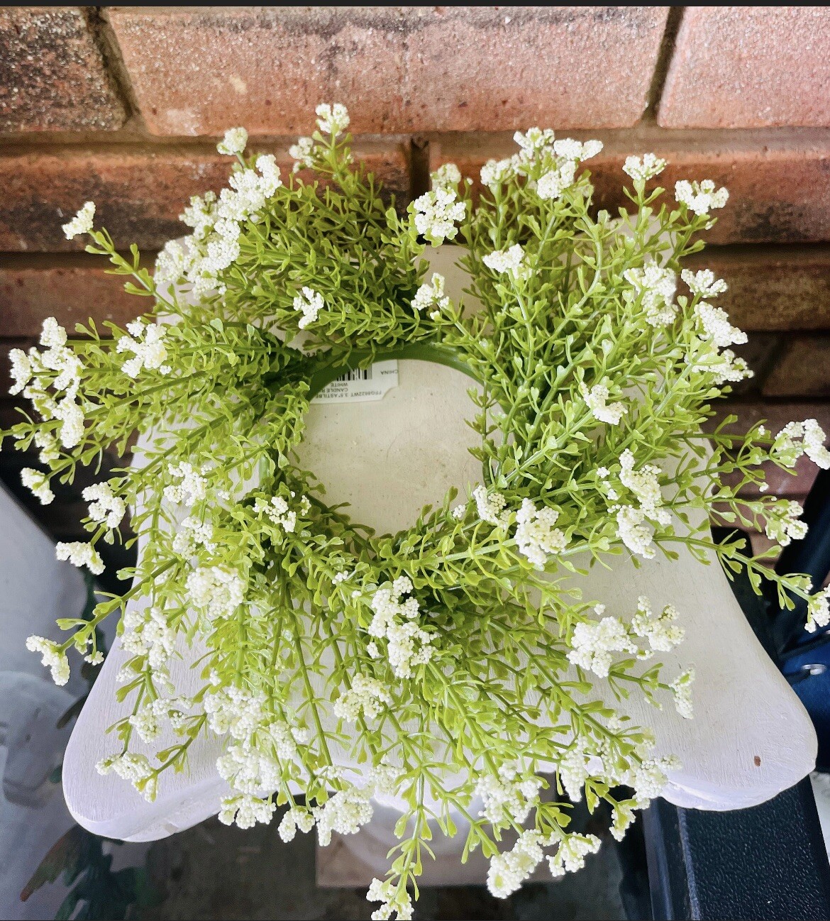 Astilbe Country Farmhouse Small Wreath Ring White Flowers NEW
