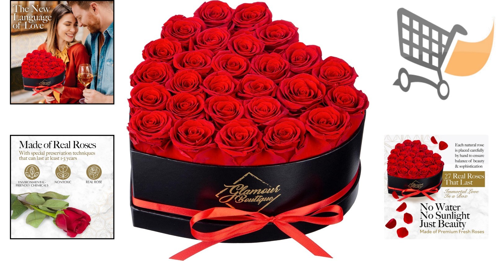 27 Flower Forever Heart Shape Box Preserved Roses Gift for Her Long Lasting