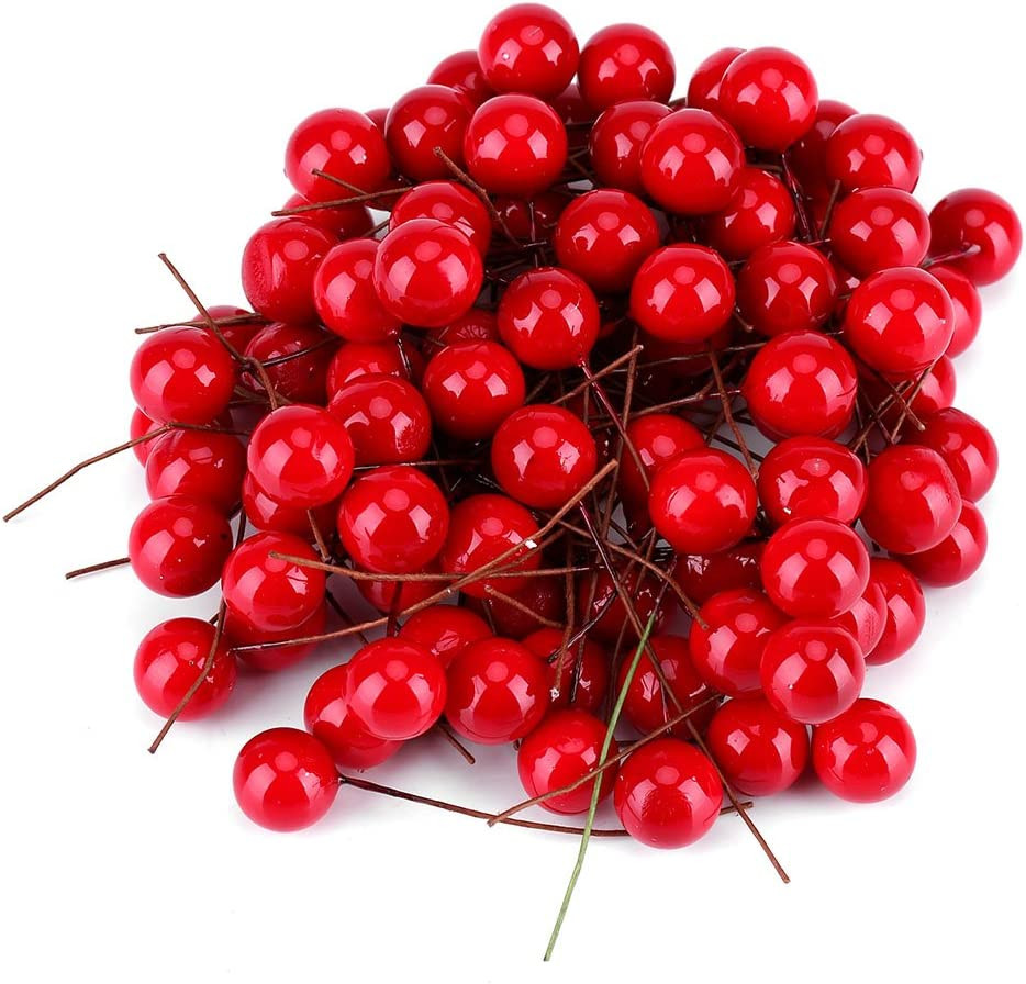 100 Artificial Cherries Lifelike Simulation Red Fake Berries Model for Crafts