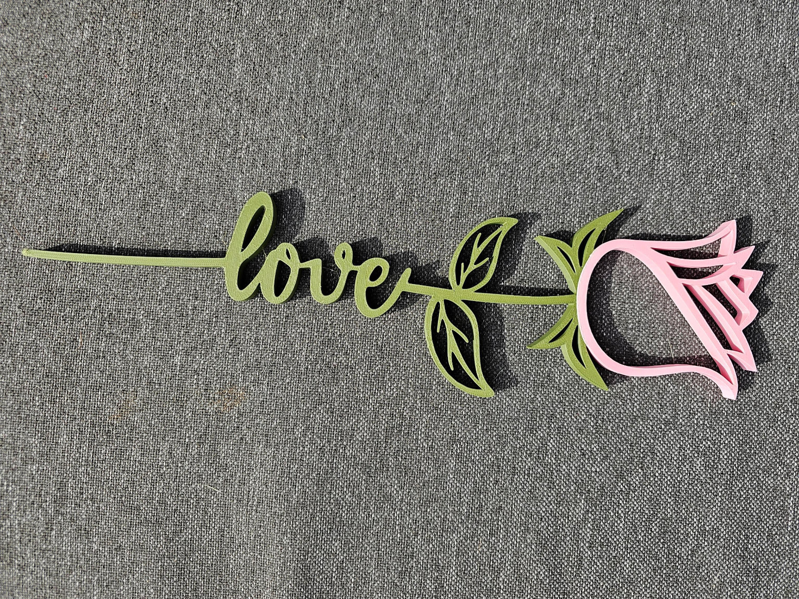 Valentines Day Flowers Roses With Love on stem 3d Printed Red pink yellow 11.5