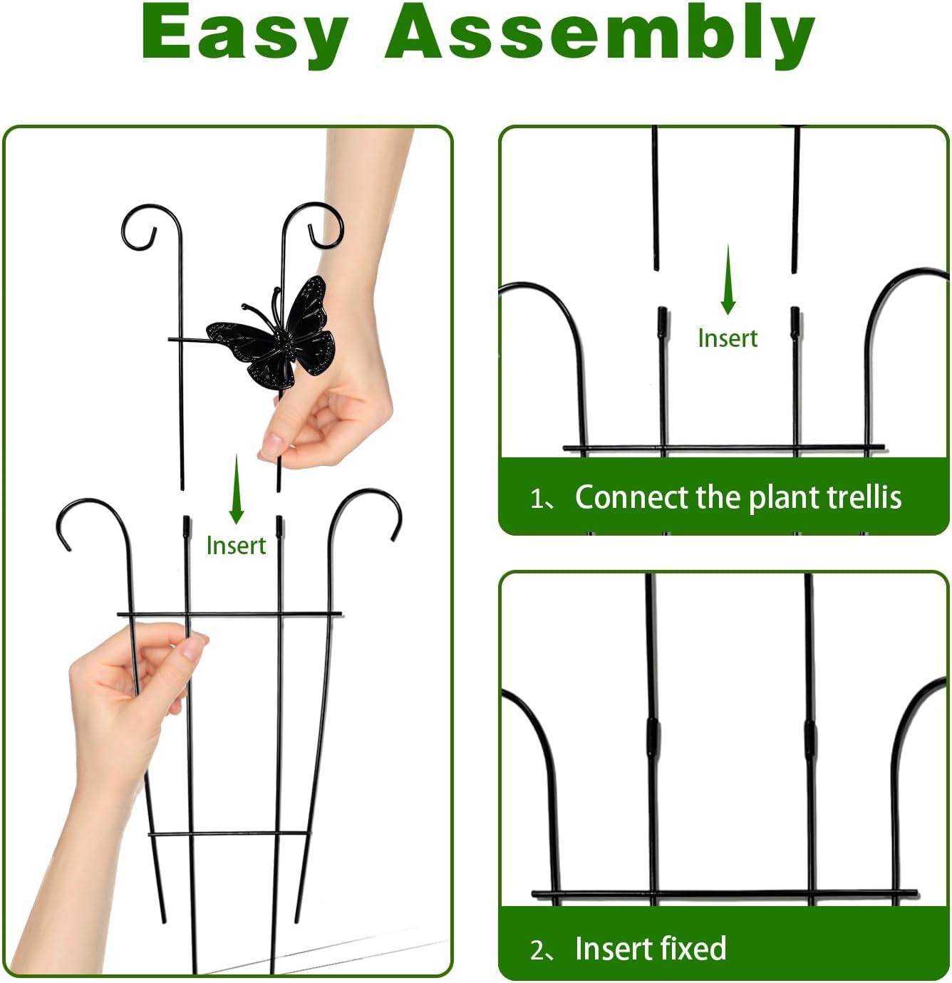 2PCS 23″ Metal Plant Trellis for Indoor Outdoor Climbing Plants