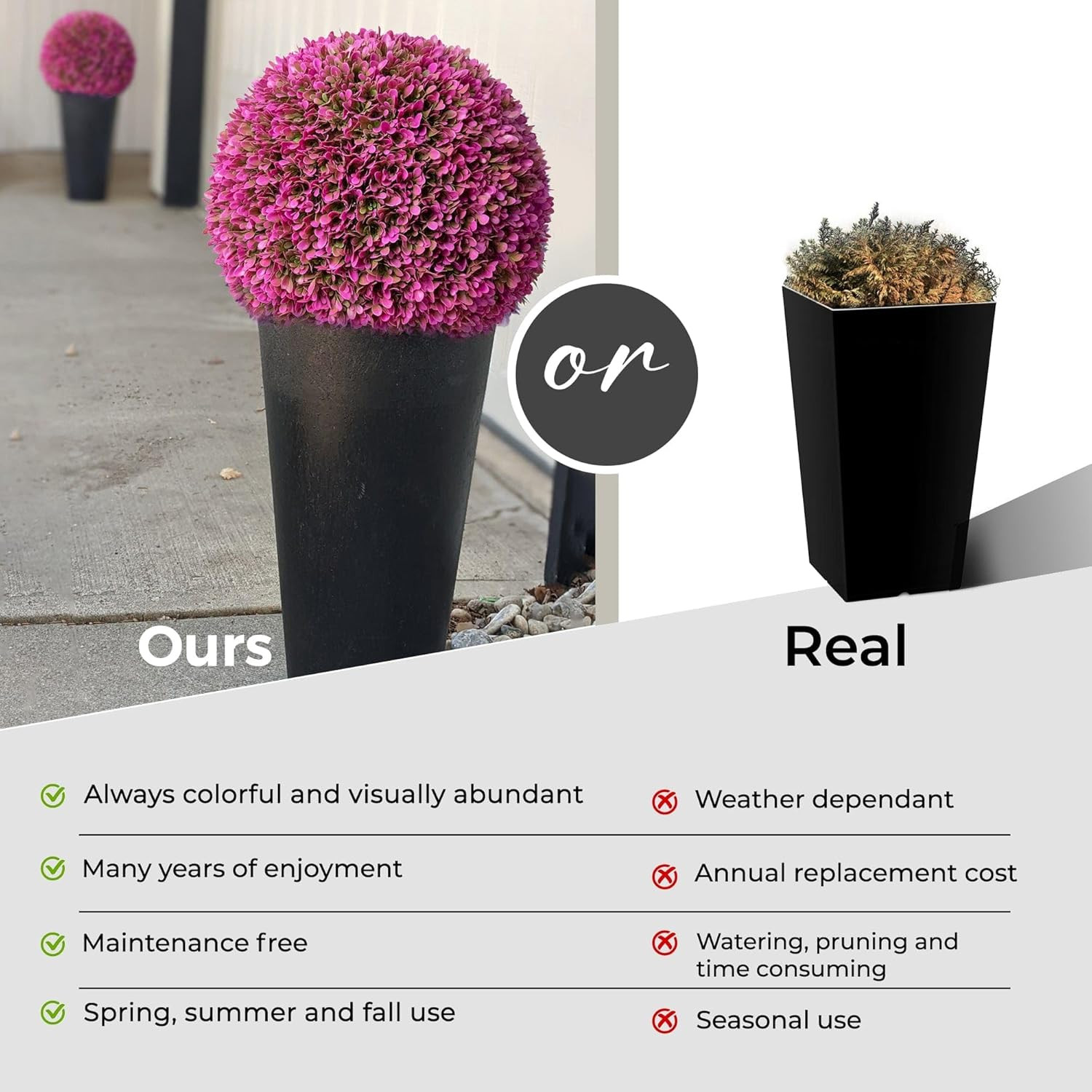 Vibrant Hot Pink Set of 2 Large Topiary Balls for Stunning Decor