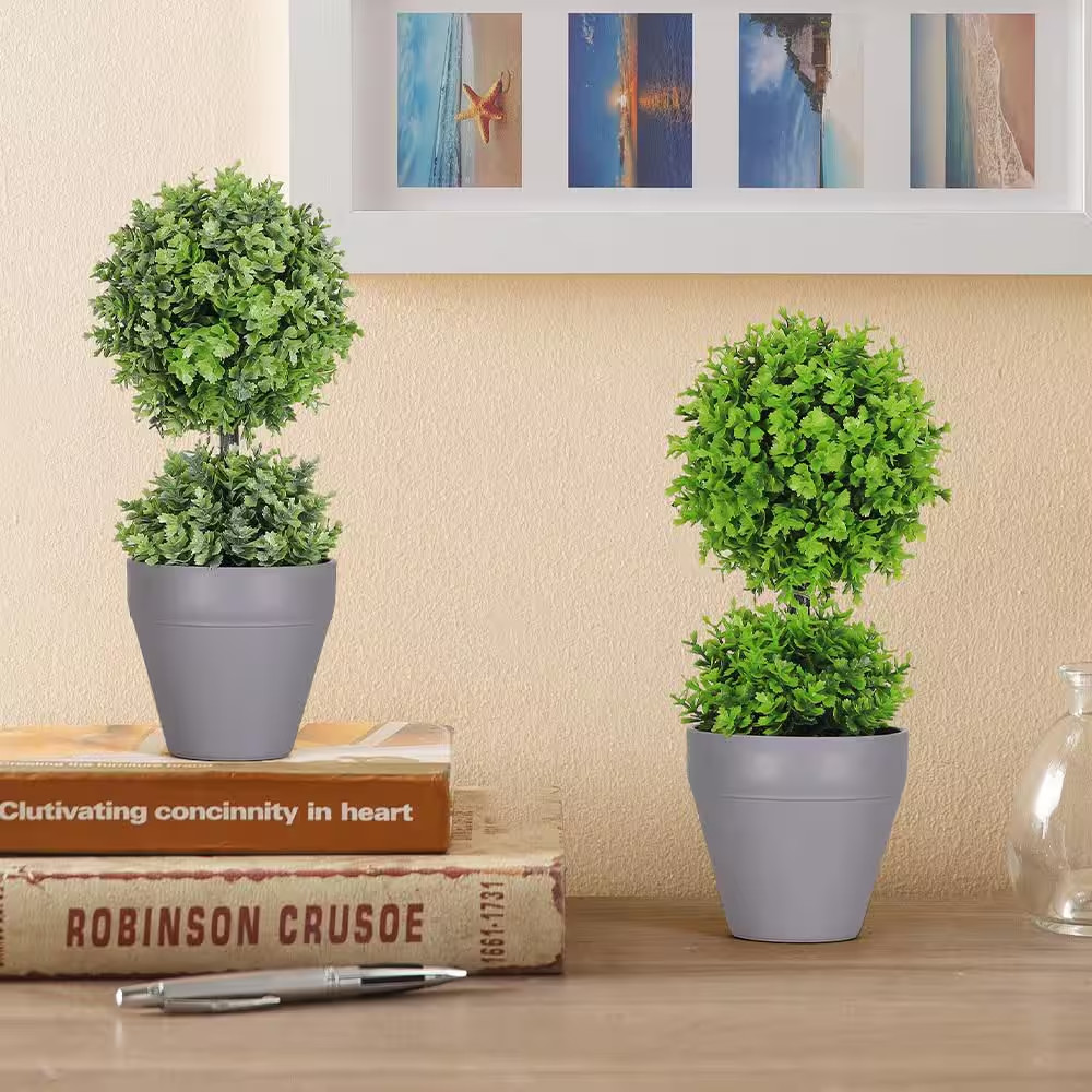 2 Pot 9 In. Green Artificial Mini Tree Grass Home Decoration