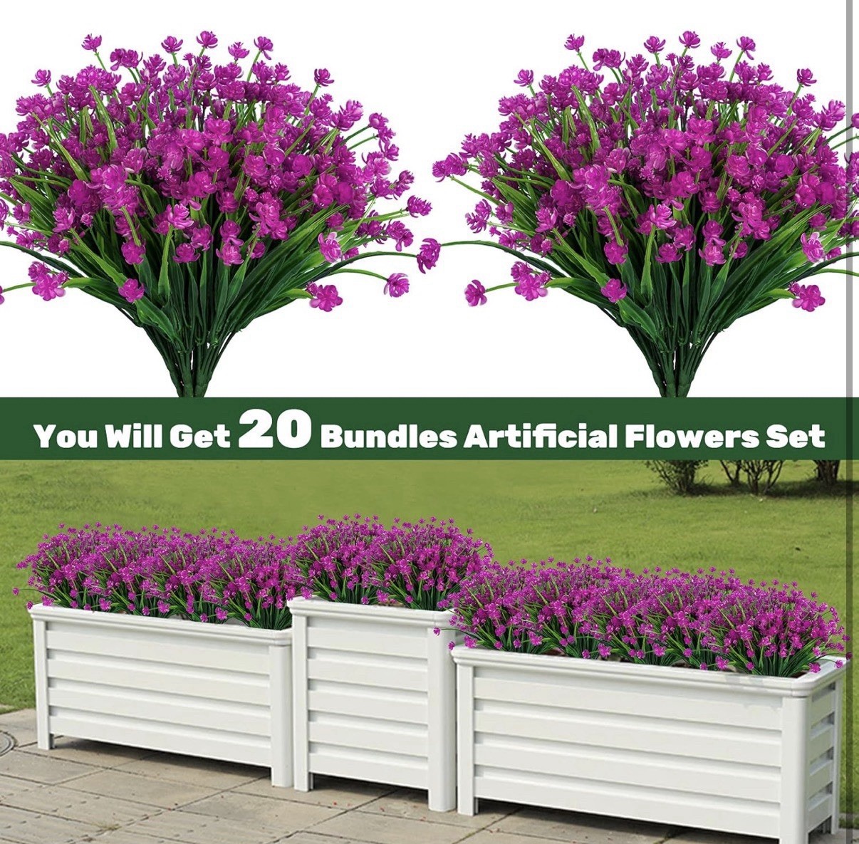 20 Pcs Fuchsia Artificial Flowers Picks for DIY Wreath Holiday Table Decor