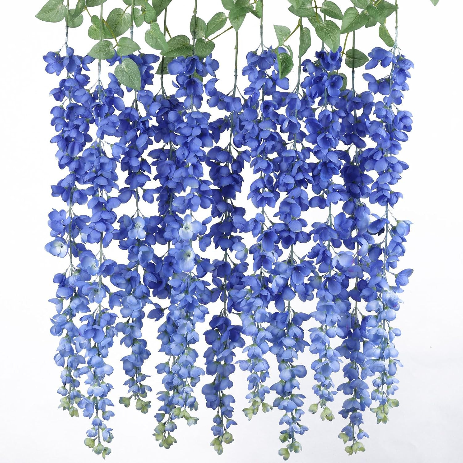 Royal Blue Wisteria Silk Flowers Garland – 6Pcs 48″ Hanging Decor