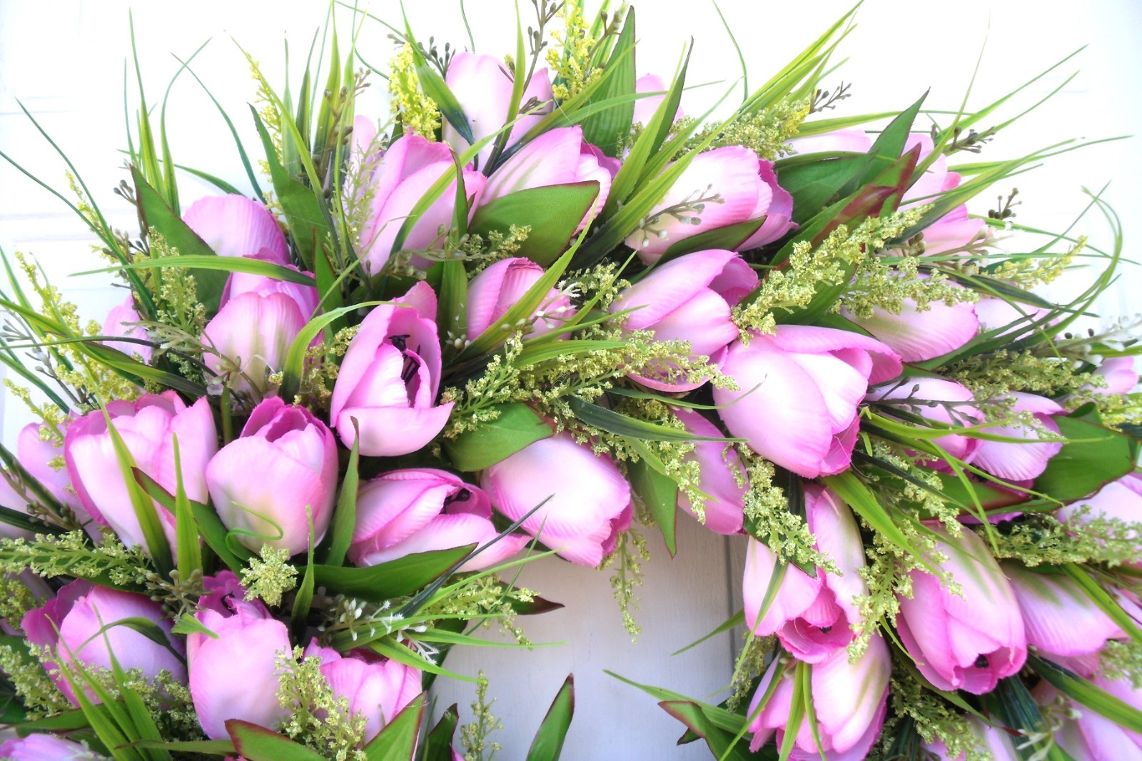 Pink Tulip Wreath, Spring Door/Wall Any Season Mother’s Day Wreath