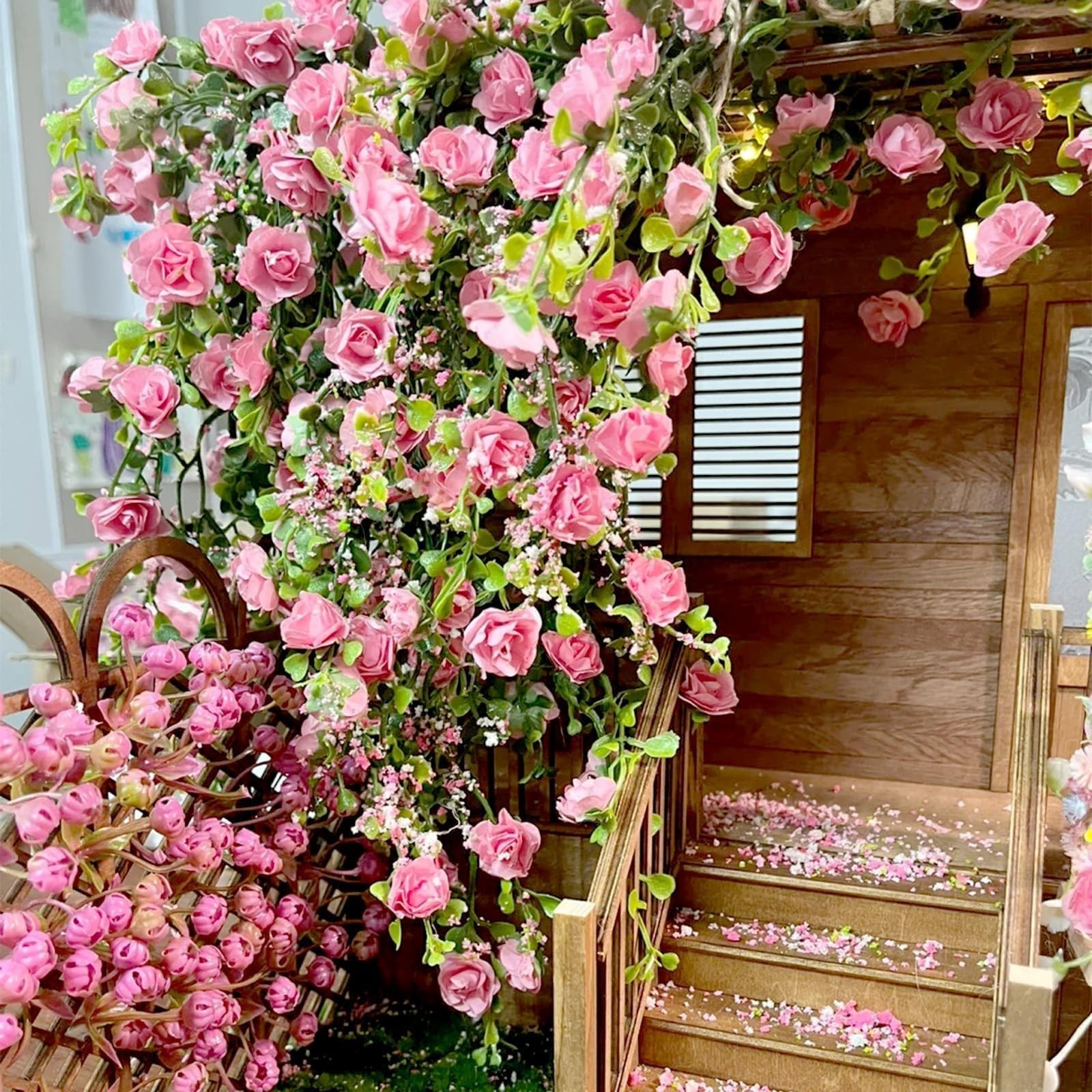 Miniature Artificial Rose Vines – Cute Flower Decor for DIY Fairy Garden, Model