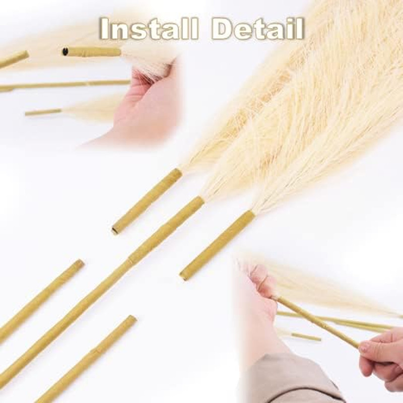 3Pcs 71″ Large Pampas Grass Decor, Tall Faux Fluffy Artificial Dried Pompous Gra