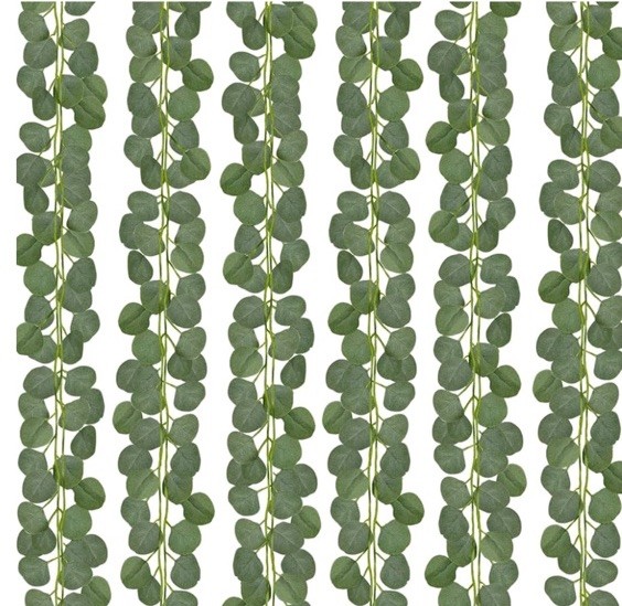 CQURE 12 Pack 84Ft Eucalyptus Garland,Artificial Eucalyptus Leaves Table Greener
