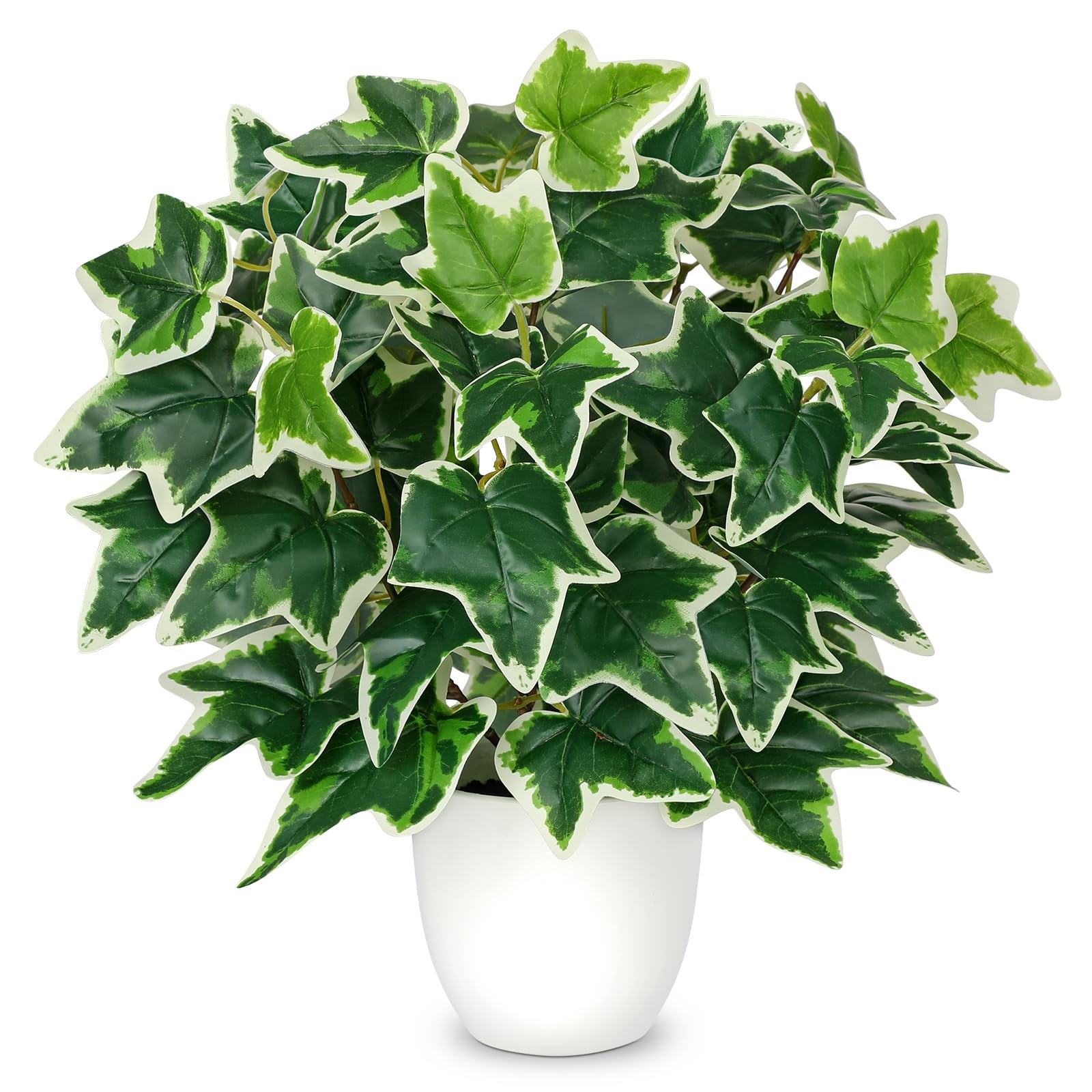 Artificial Ivy Plants in White Pot – 15.7″ Fake Plant Indoor Silk Faux Ivy Gr…