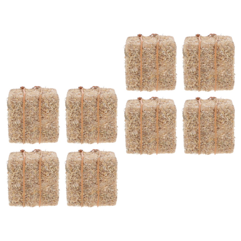 8 PCS Faux Straw Hay Bale Mini Haystack Decorations DIY Accessories Farm
