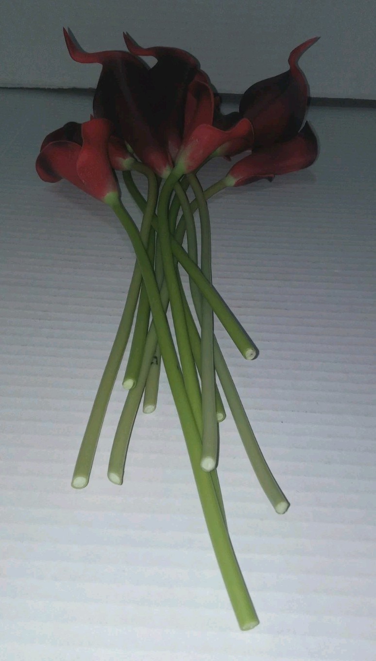 10~Stem Bundle Of Brick Red Real Touch 12″ CALLA LILLIE Artificial Flowers