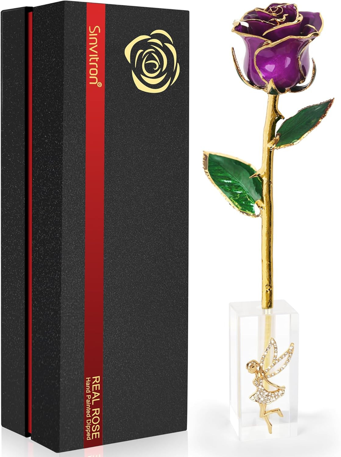Gold Dipped Rose – Eternal Real Preserved Rose in Resin, Romantic Birthday Gift