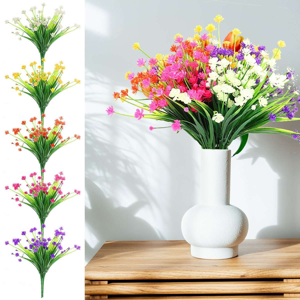LOT Bundles Artificial Flower for Outdoors UV Resistant Fake Flowers Faux Plant