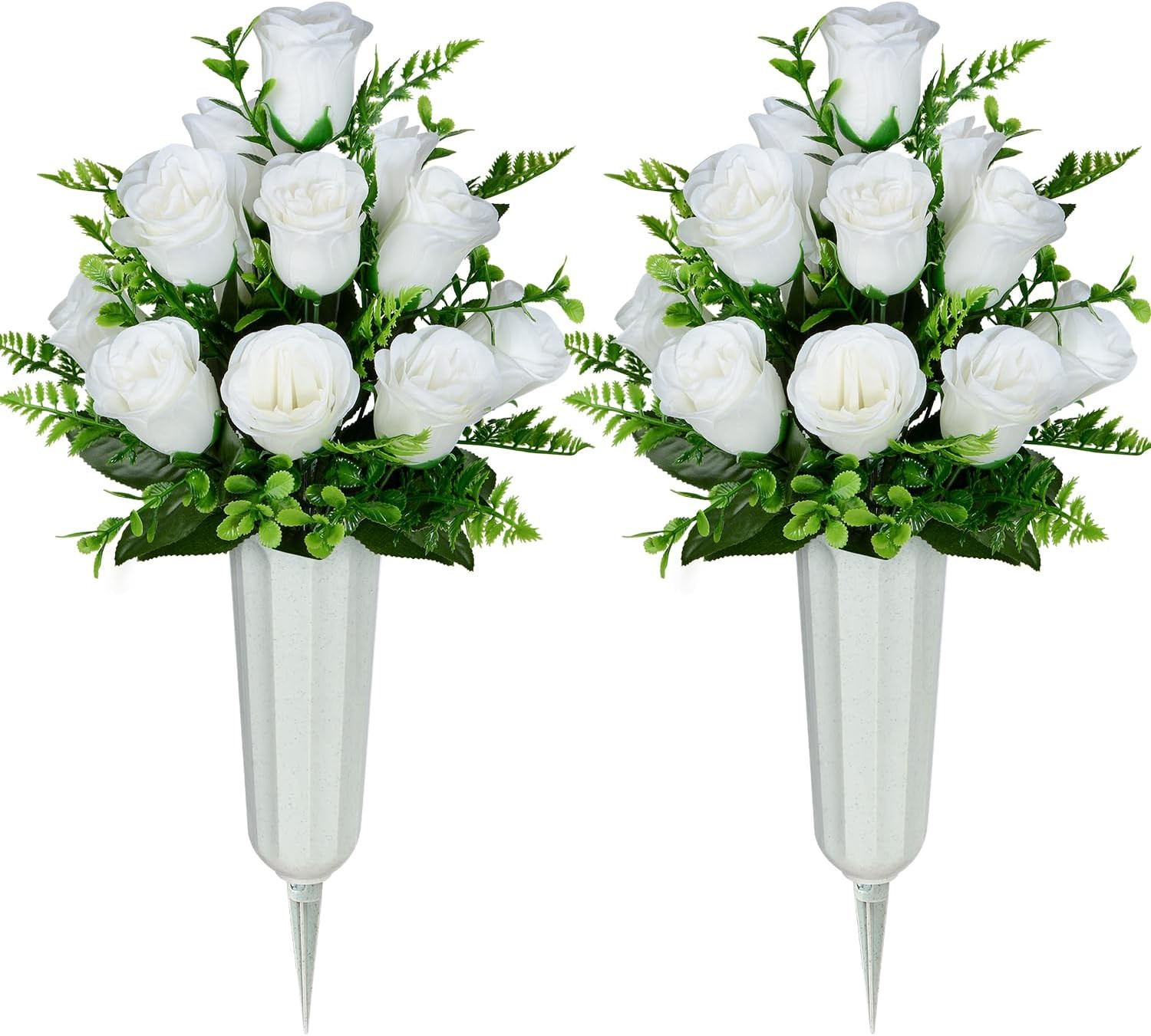Artificial Cemetery Flowers, Set of 2 Artificial Rose Bouquet Grave Memorial Flo