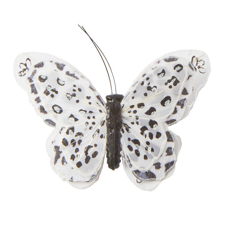 Bulk Pack of 12 Leopard Print Artificial 5″ Butterflies with Alligator Clips