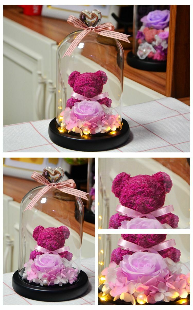 Eternal Rose Lovely Bear Wedding Mother Valentine Day Gifts For Women I Love You