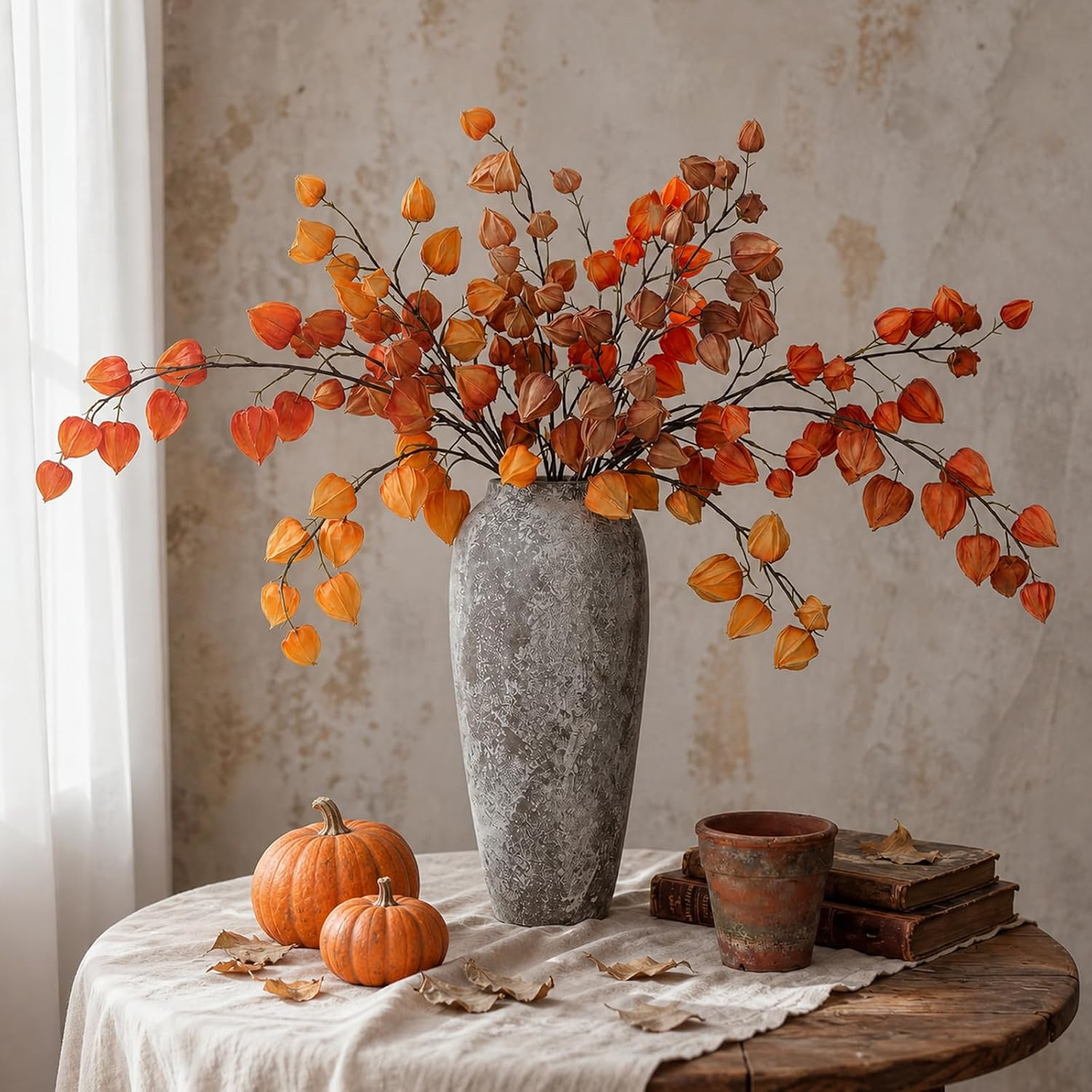 6 Pcs Faux Chinese Lantern Flowers Stems for Home Wedding Decor 31.5 Inch