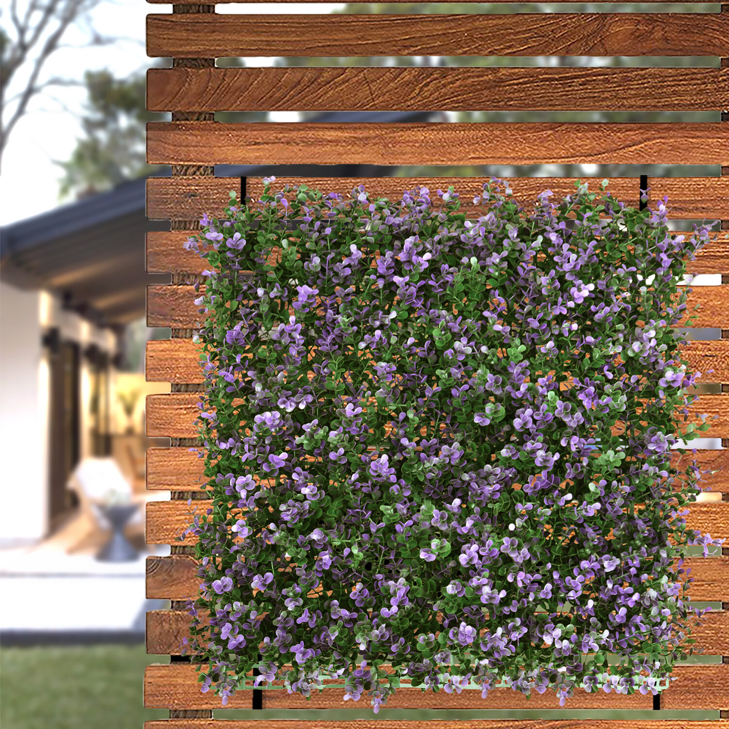 20×20” Artificial Lavender Buxus Mat Wall Hedge Decor Privacy Fence Panel Grass