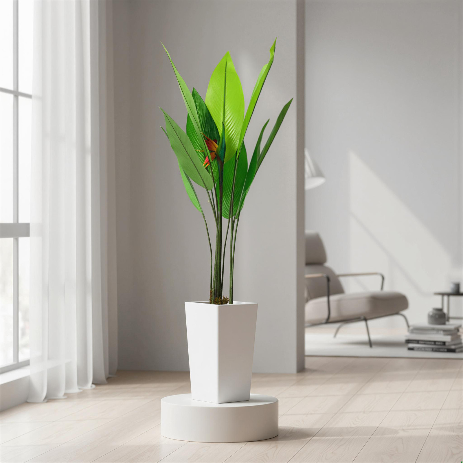 4.8FT Artificial Bird of Paradise Plant Tall Faux Banana Leaf Tree for IndoorDec
