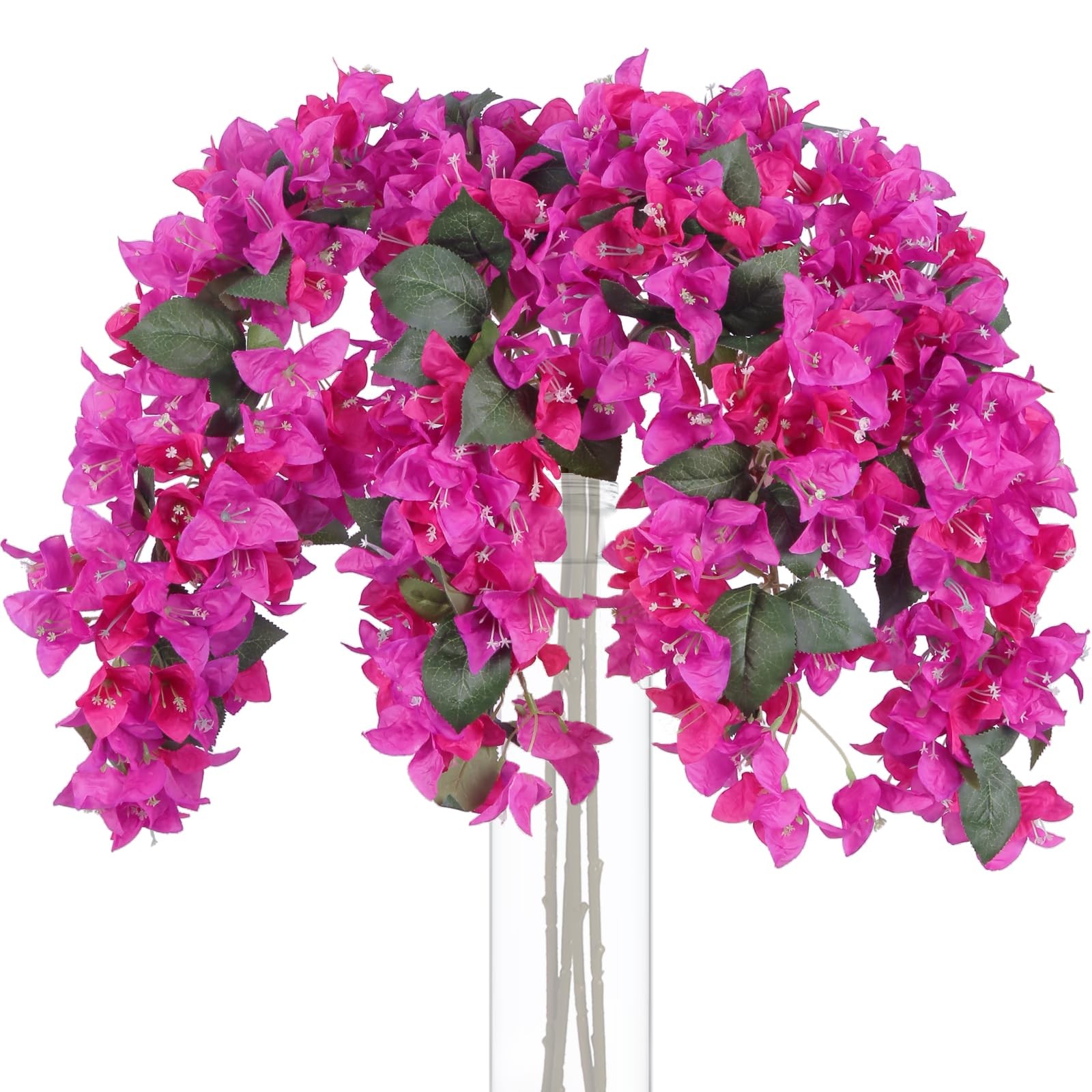 4PCS Bougainvillea Artificial Flowers 42″ Long Stem Faux Silk Bougainvillea F…