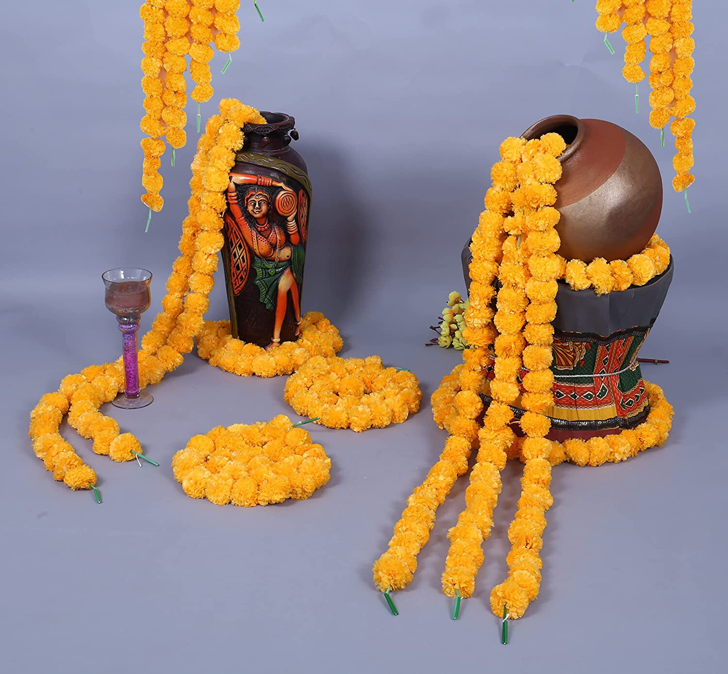 Artificial Marigold Garlands Decoration Wedding Party Festival Home Wall Decor