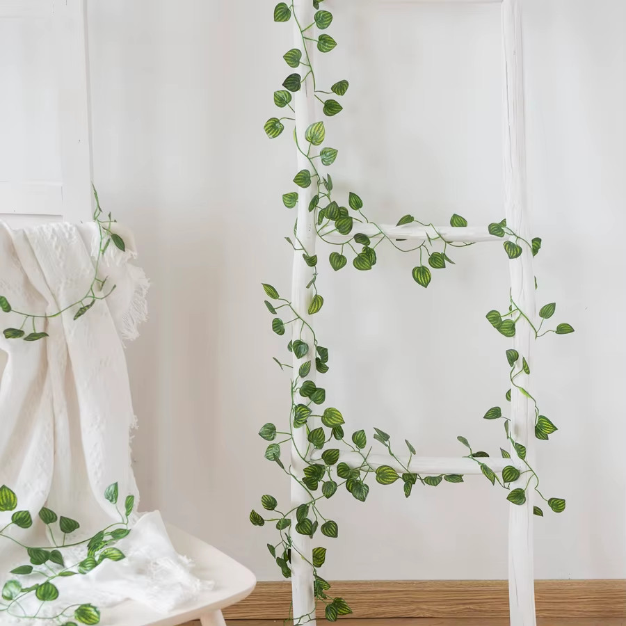 210Cm Artificial Hanging Christmas Garland Plants Vine Leaves Green Silk Outdoor