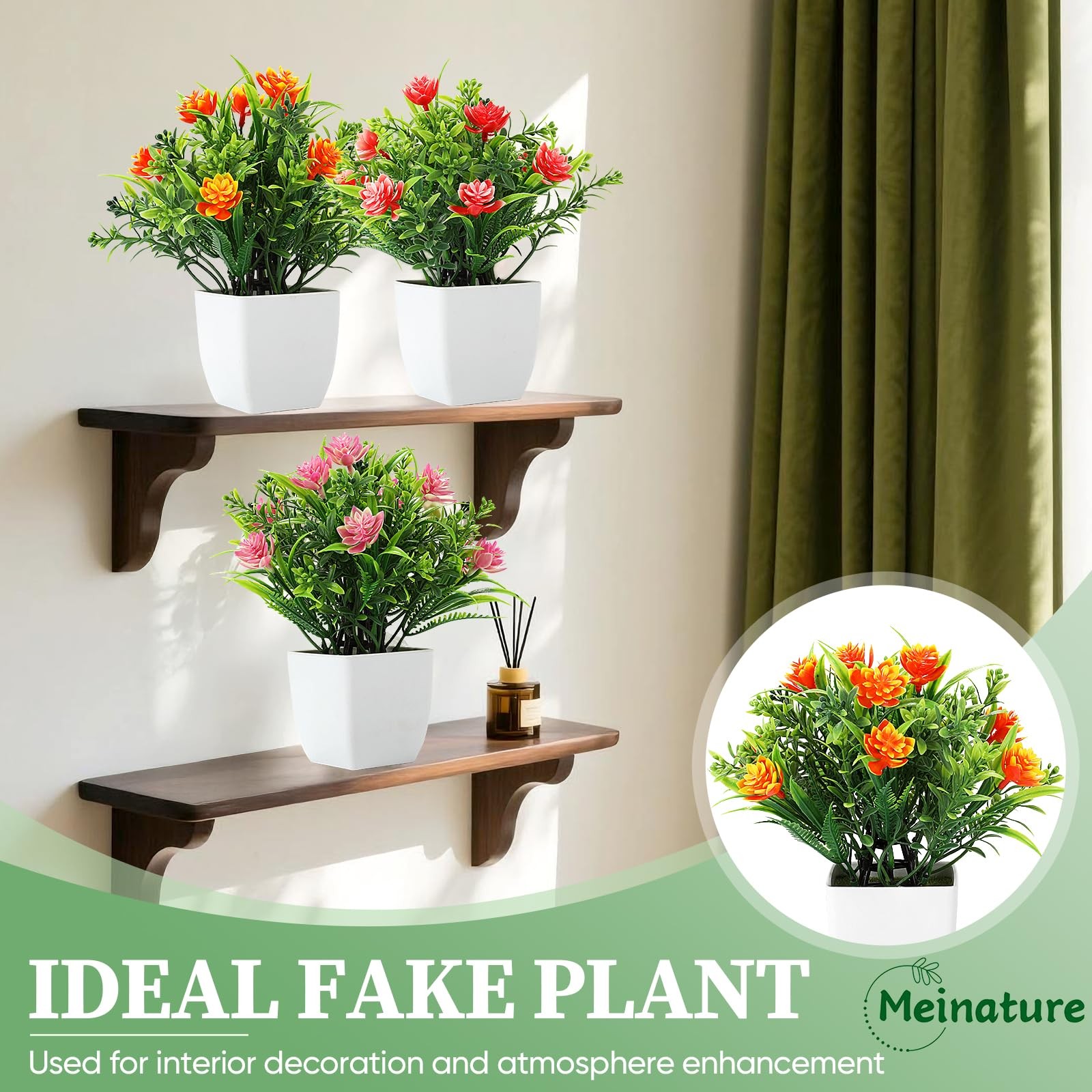 4 PCS Small Artificial Potted Plants Flowers Mini Fake Home Desk Decor