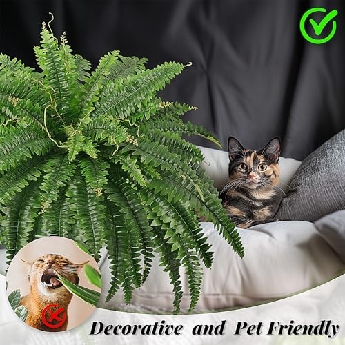 Artificial Ferns 45 Inch 2 Pack Silk Faux Plants UV Resistant Bush Home Decor
