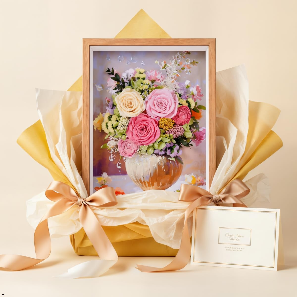 worthfan Preserved Flower Bouquet Art Frame Colorful Floral 3D Wall Decor fo…