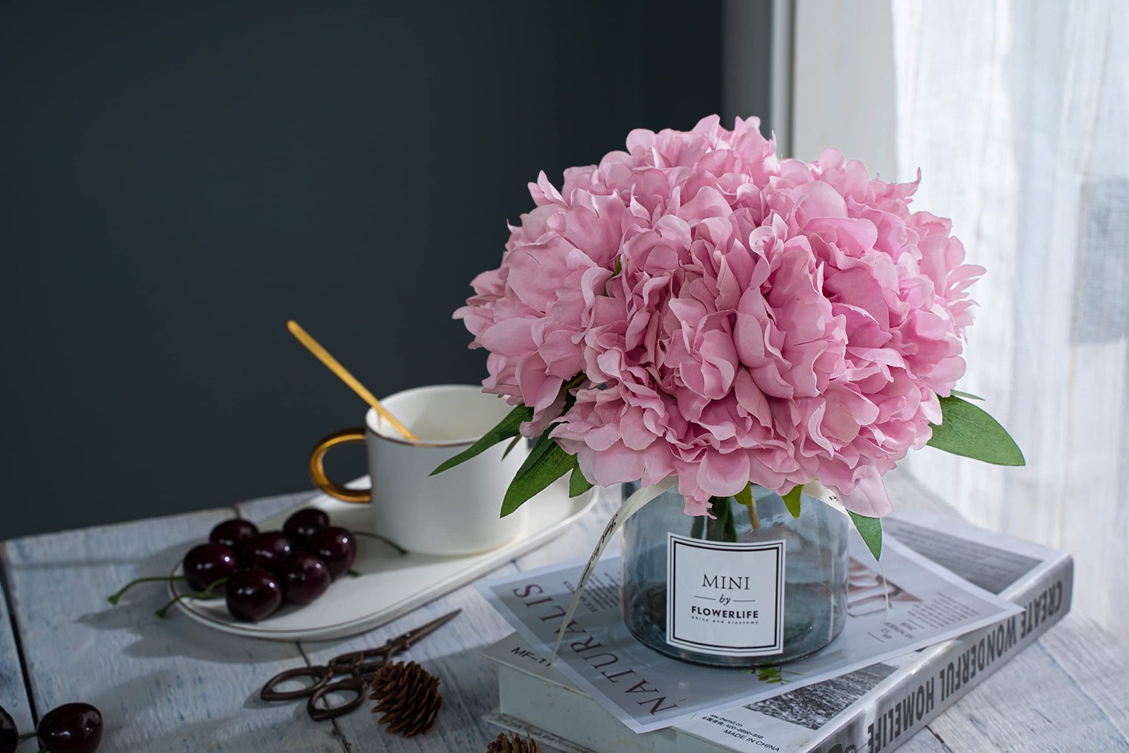 Artificial Flower and Glass Bottle Set, Isn Style, Suitable for Living Room, …