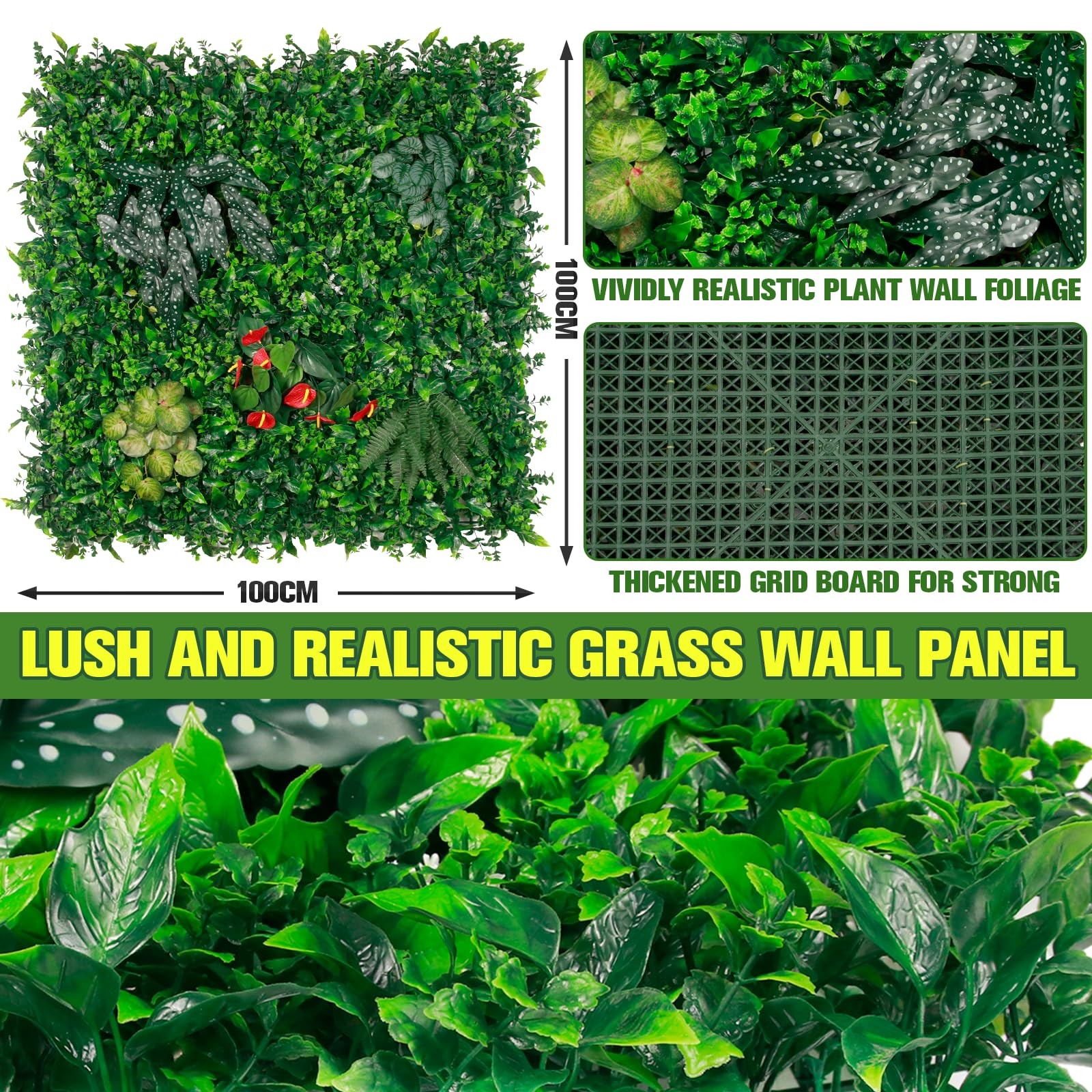 6-Pack Artificial Boxwood Wall Panels 40x40in Each 8-Plant Mix for Weddings
