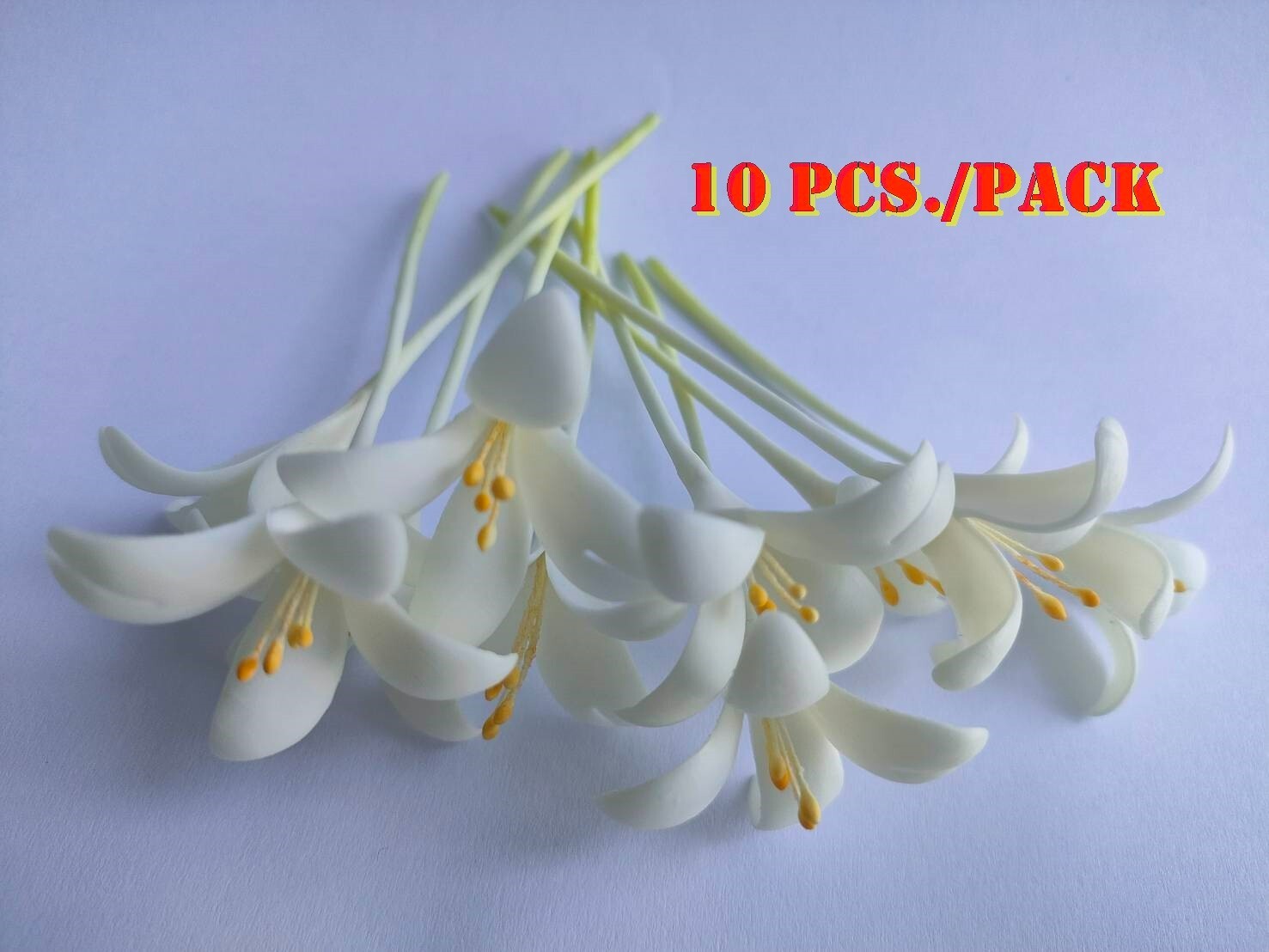 10 Pcs. Indian Cork Flowers Clay Artificial Thai Handmade Decorate Arrangement