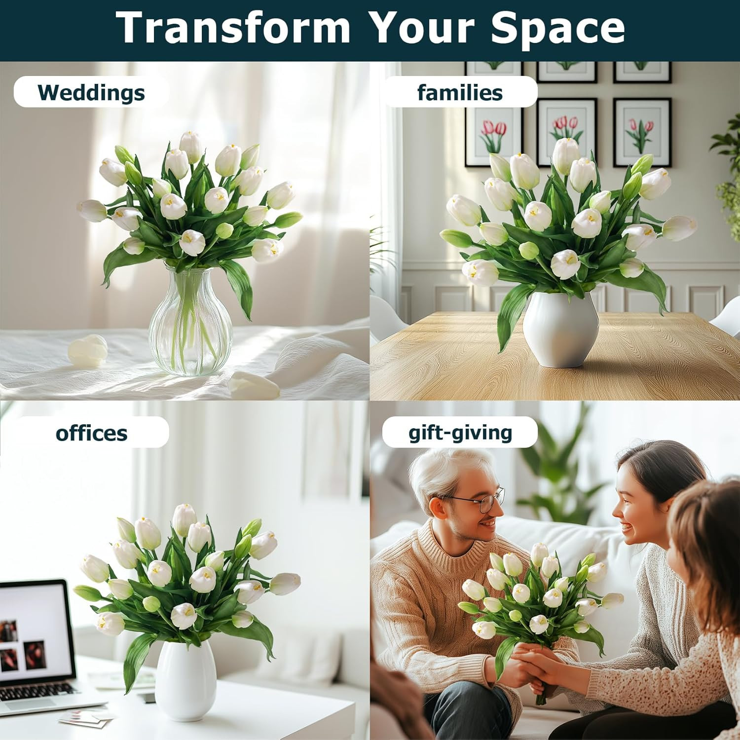 20PCS Artificial Tulip Silk Flowers in Gift Box – Perfect for Home & Events