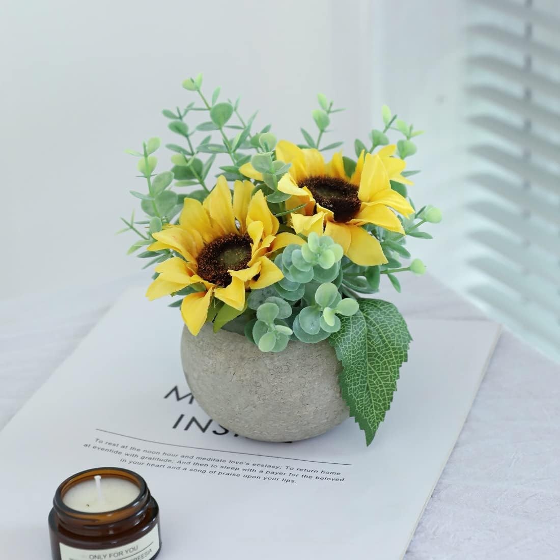 Bright Yellow Artificial Sunflower Decor in Pot – Vibrant, Low-Maintenance In…