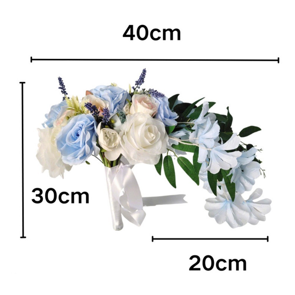 Cascading Bridal Bouquet Silk Roses Teardrop Style Wedding Floral Accessory