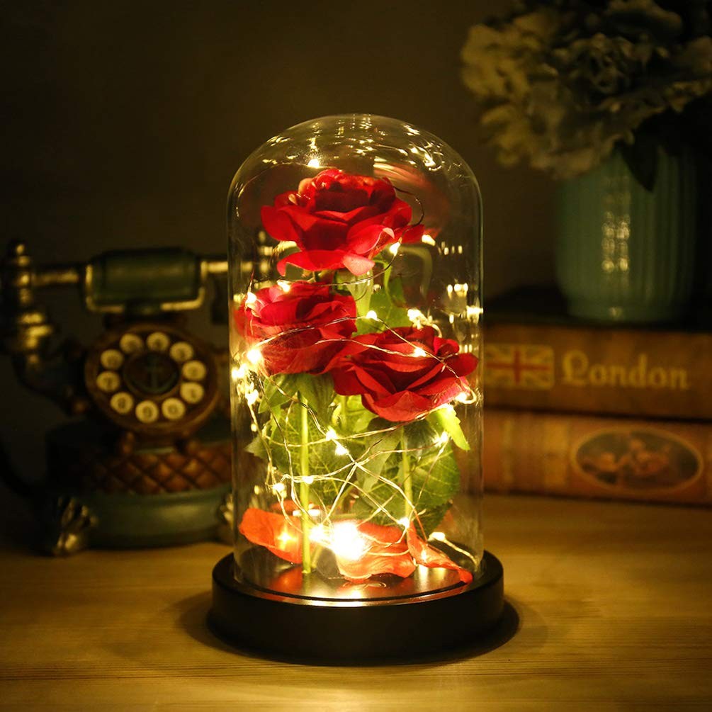 Beauty and The Beast Rose 40 LED Warm White Brightness Adjustable Gift