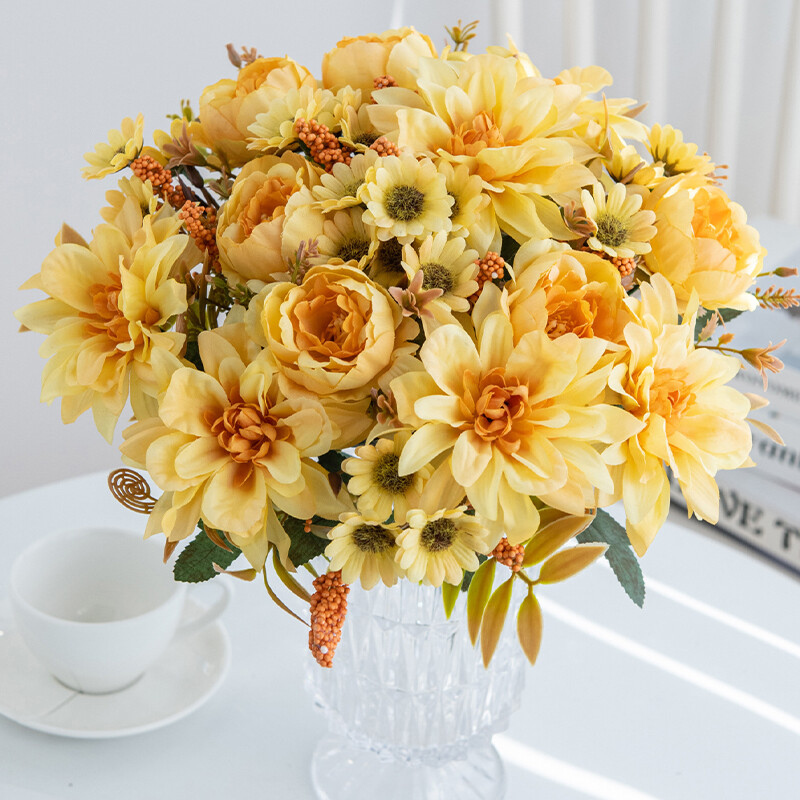 Artificial Flower Similated Silk Dahlia Decoration Bouquet Party DIY Accessories