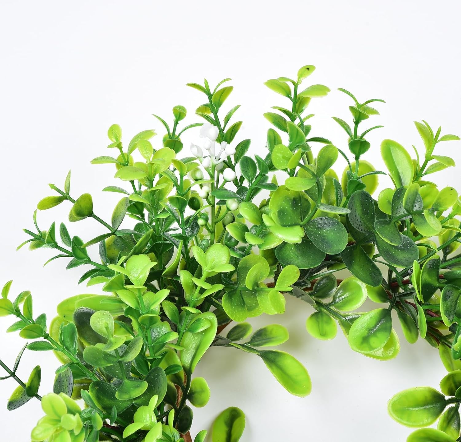 Artificial Boxwood Wreath Kitchen Cabinet Wreaths Faux Green Leaves Decor Indoor