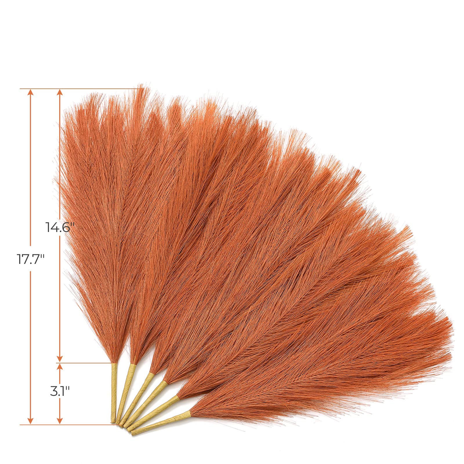 Artificial Pampas Grass,6 Stems Fall Wedding Centerpiece,Table Decor,Brown