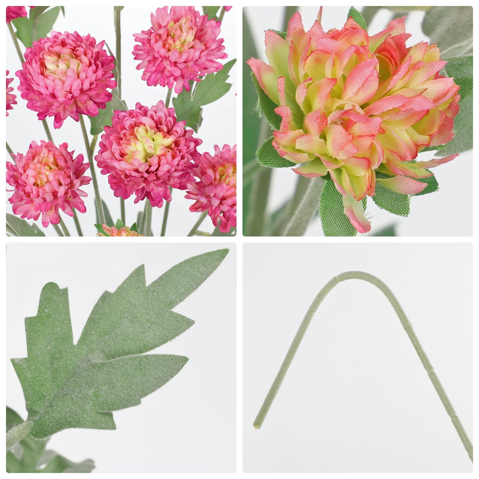 5PCS Artificial Chrysanthemum Flowers – 27.5” Tall Faux Mums Floral Stems Pi…