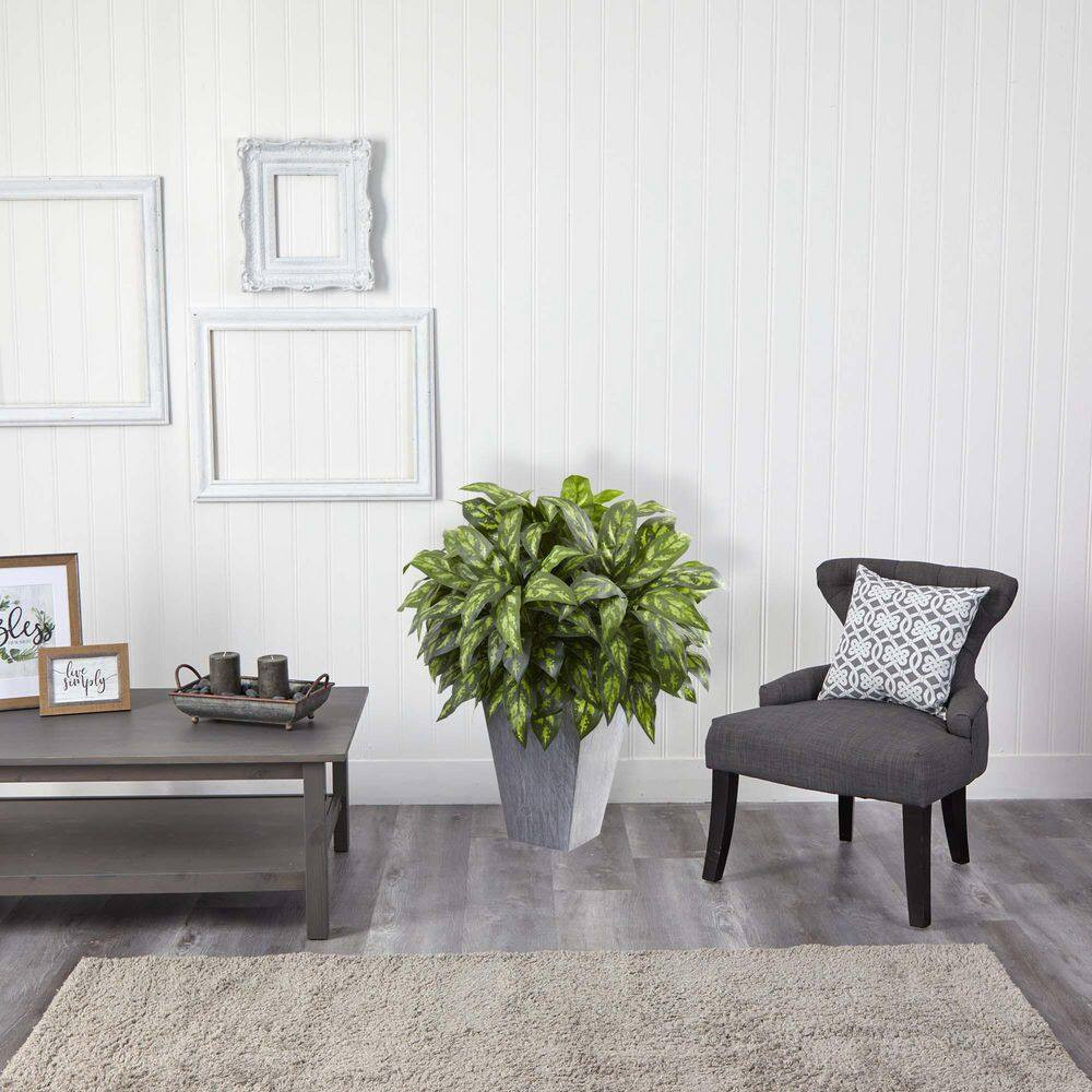 Artificial Silver King with Slate Planter