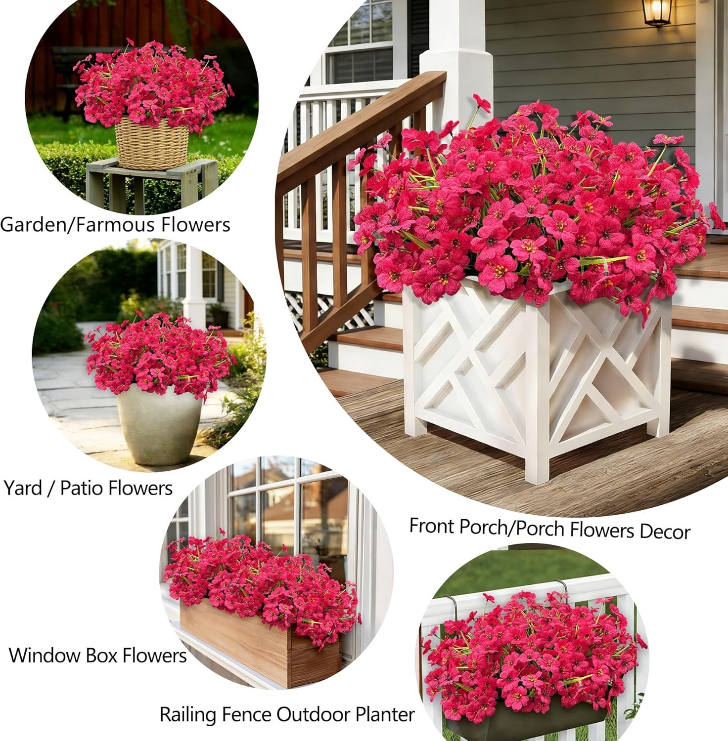 20 Bundles Fuchsia Artificial Flowers for Outdoors, UV Resistant Fake Flowers…