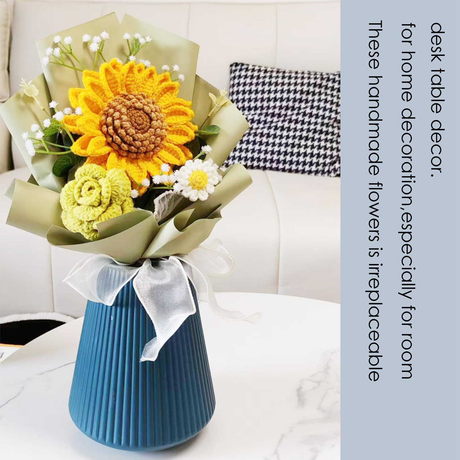 Handmade Crochet Flower Bouquet – Sunflowers, Roses & Daisies Gift Idea