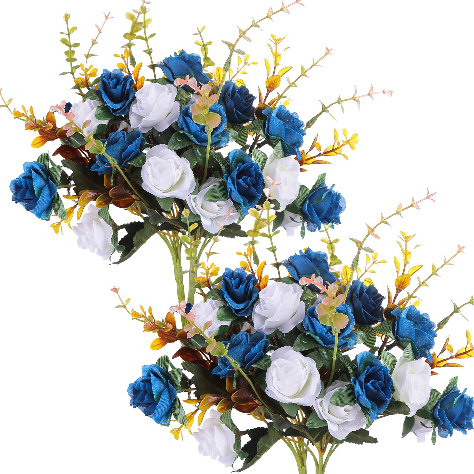 4 Bunches 48 Small Artificial Roses Plastic Silk Flower Decor Dark Blue