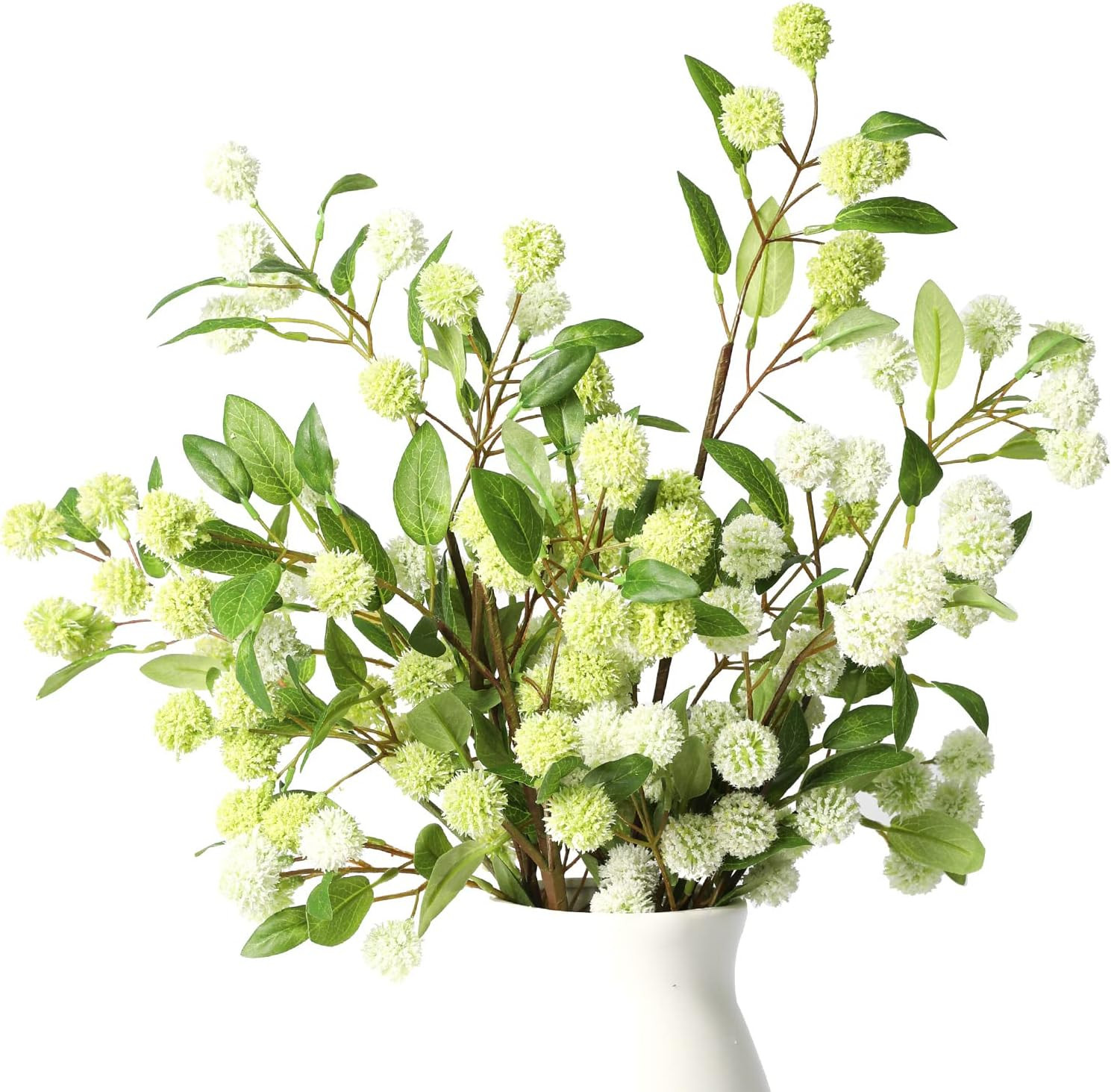 4Pcs 35.4″ Green Faux Branches for Home, Office & Garden Décor – White Orchid