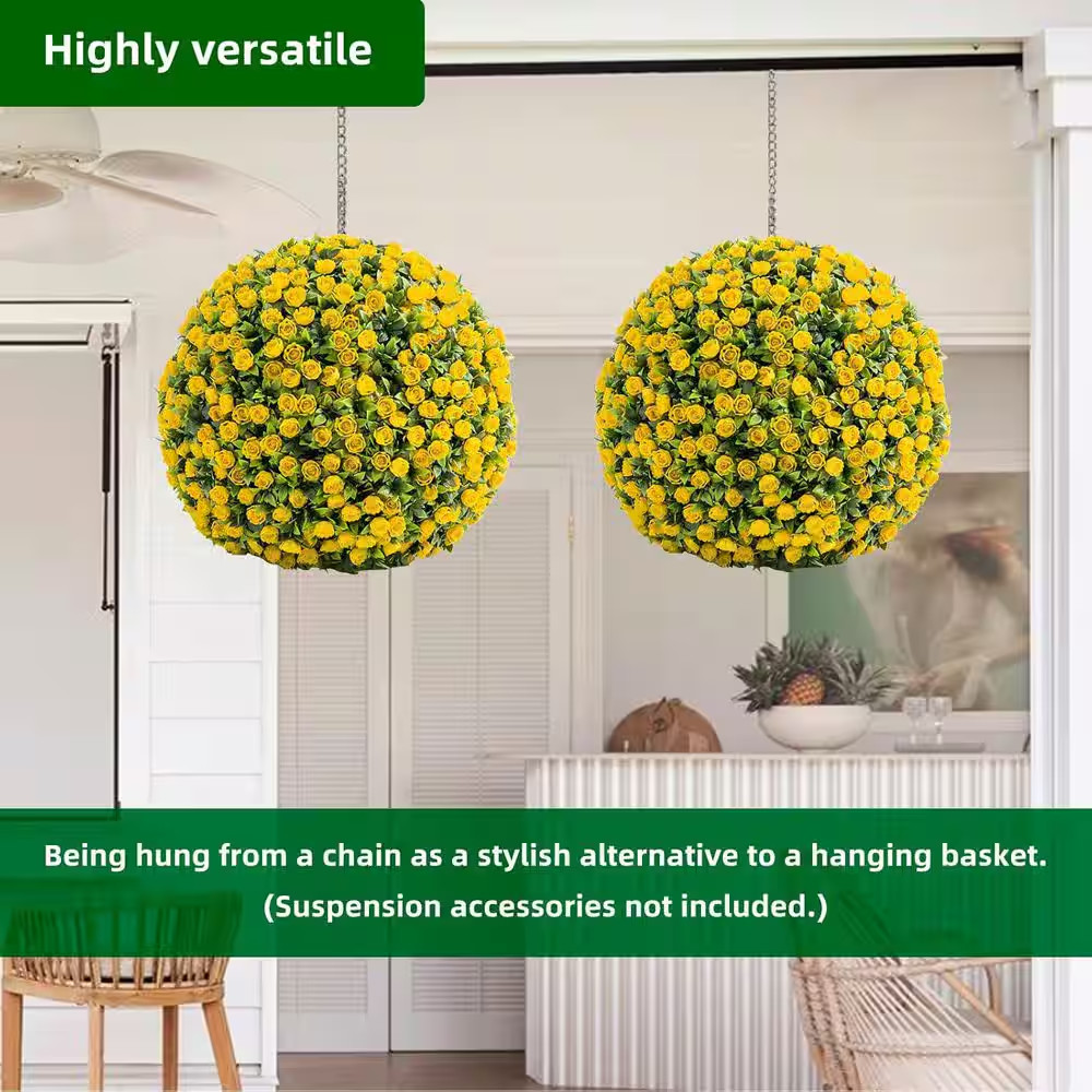 1.8 FT 2PC Artificial Topiary Flower Balls,Hanging Grass Ball for Home Wedding D
