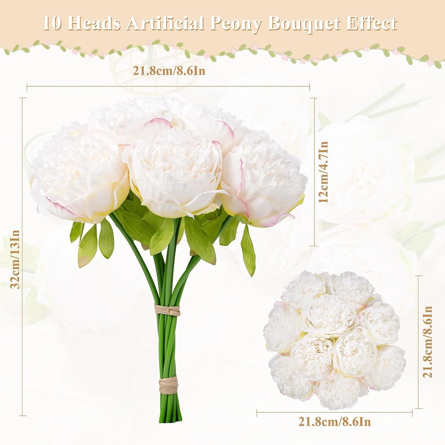 Lightweight 20pcs Artificial Peony – Dust and Fade Resistant Floral Elegance